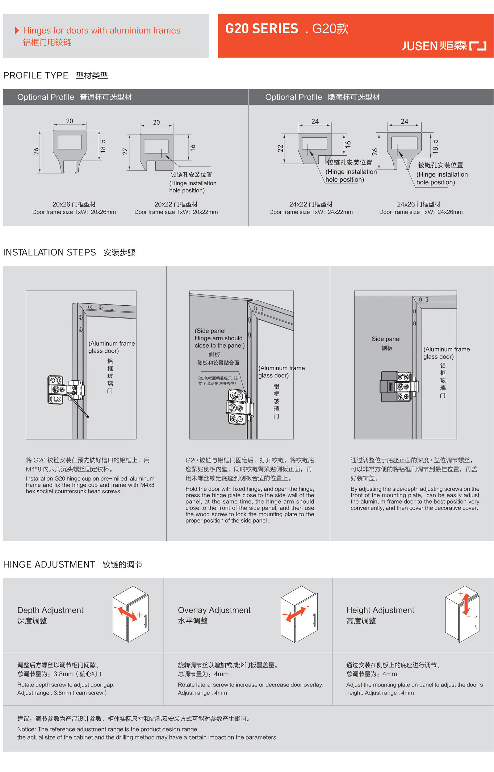 G20 款铝框门用铰链